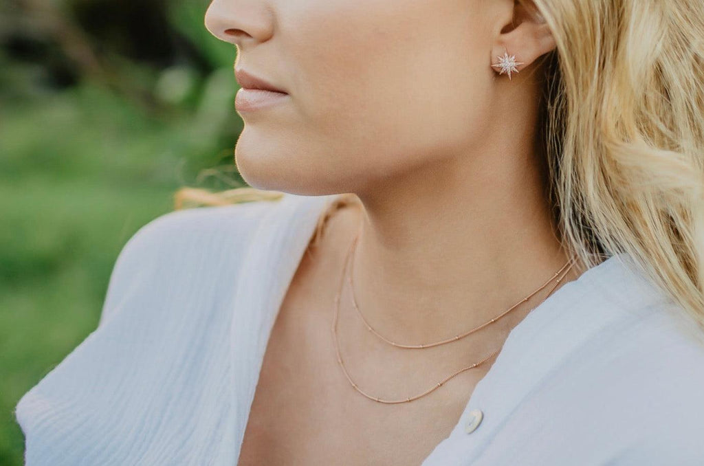 Simple Rose Gold Necklace Chain With Bauble Detail